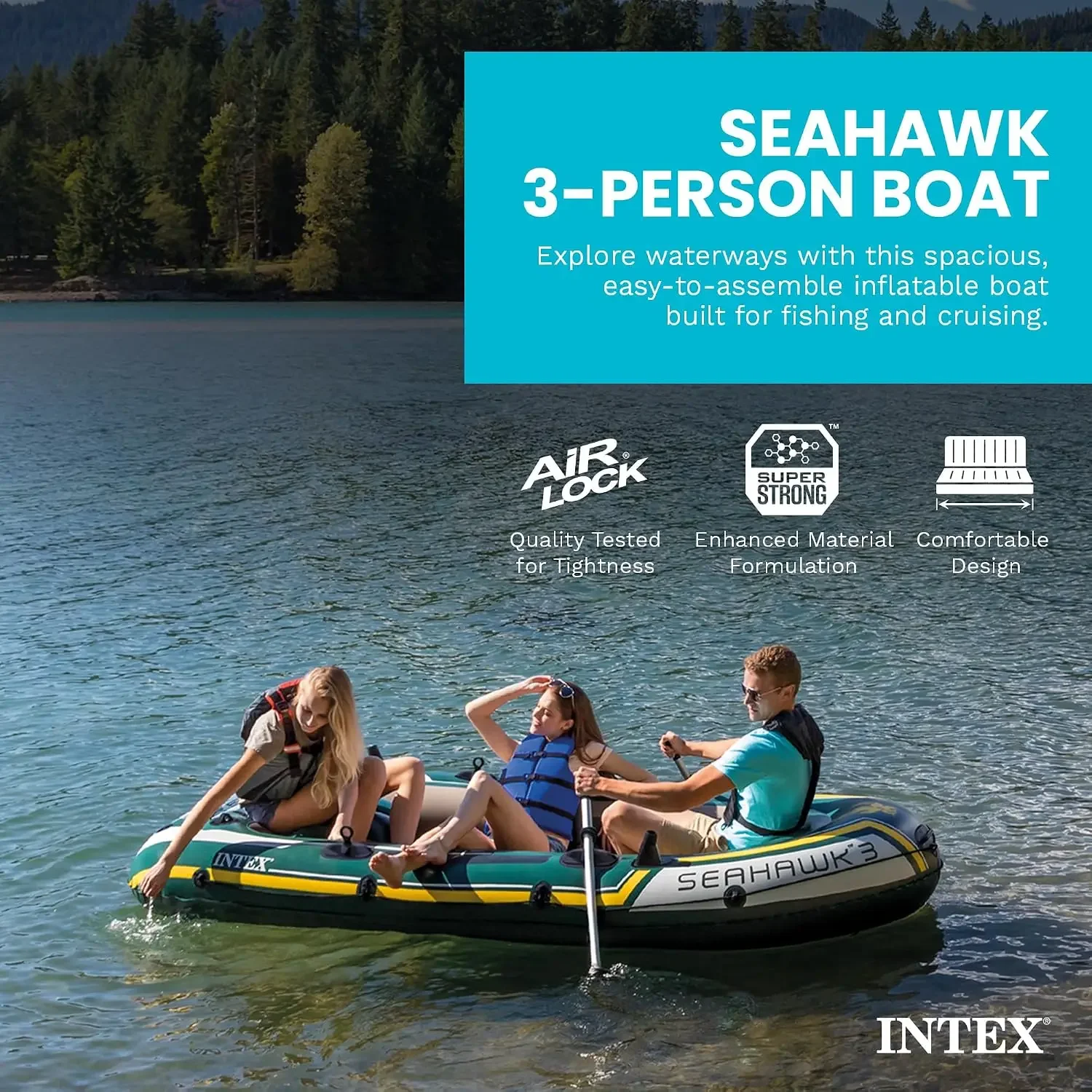 INTEX 66332EP 시호크 2인용 팽창식 보트 세 - Fishing Boat Aluminum 리뷰 및 가격